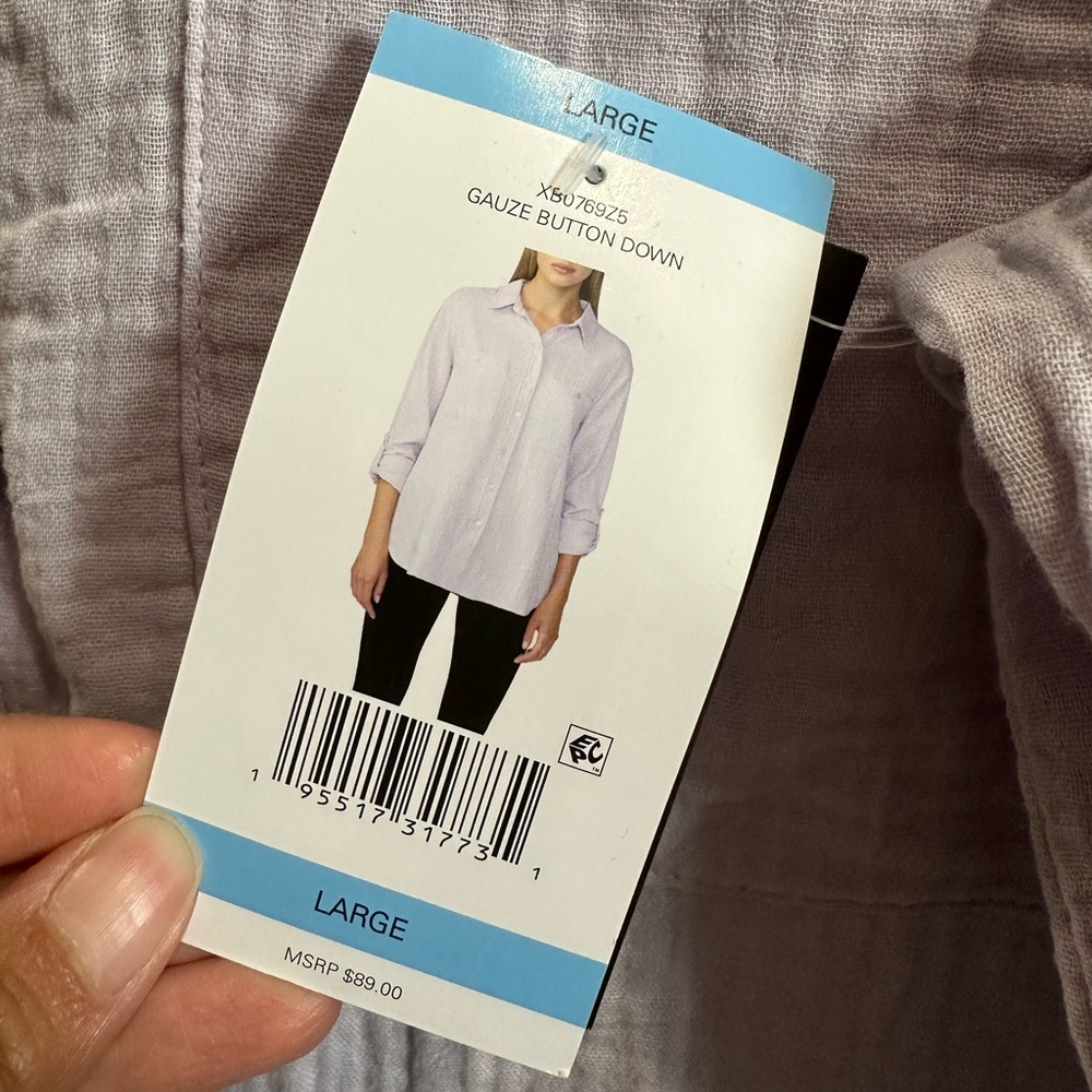 Very light purple (lilac) gauze button down